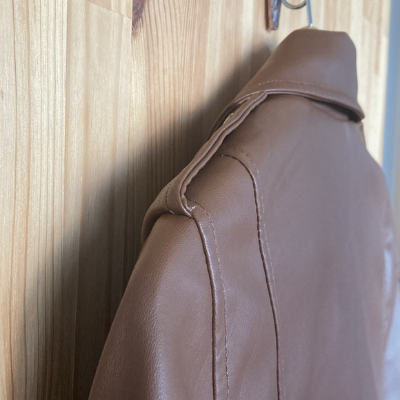 Zara faux leather brown motorcycle jacket (size M) - Picture 5 of 6